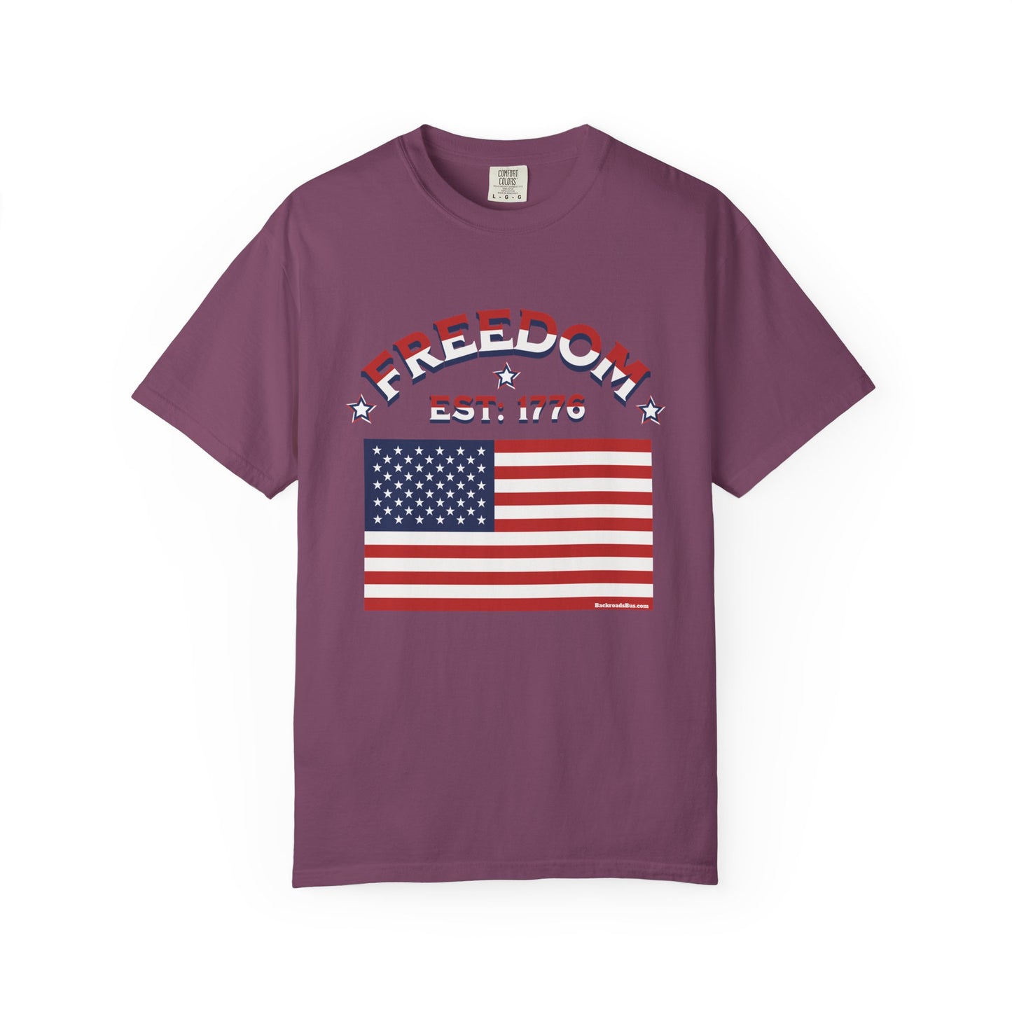 Freedom Est. 1776 T-Shirt — American Flag & Declaration of Independence Back Print