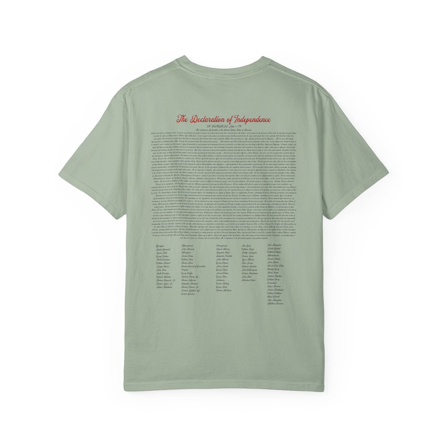 Freedom Est. 1776 T-Shirt — American Flag & Declaration of Independence Back Print