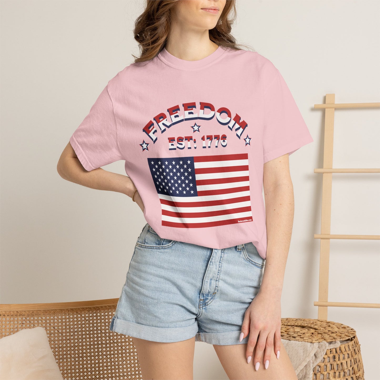 Freedom Est. 1776 T-Shirt — American Flag & Declaration of Independence Back Print