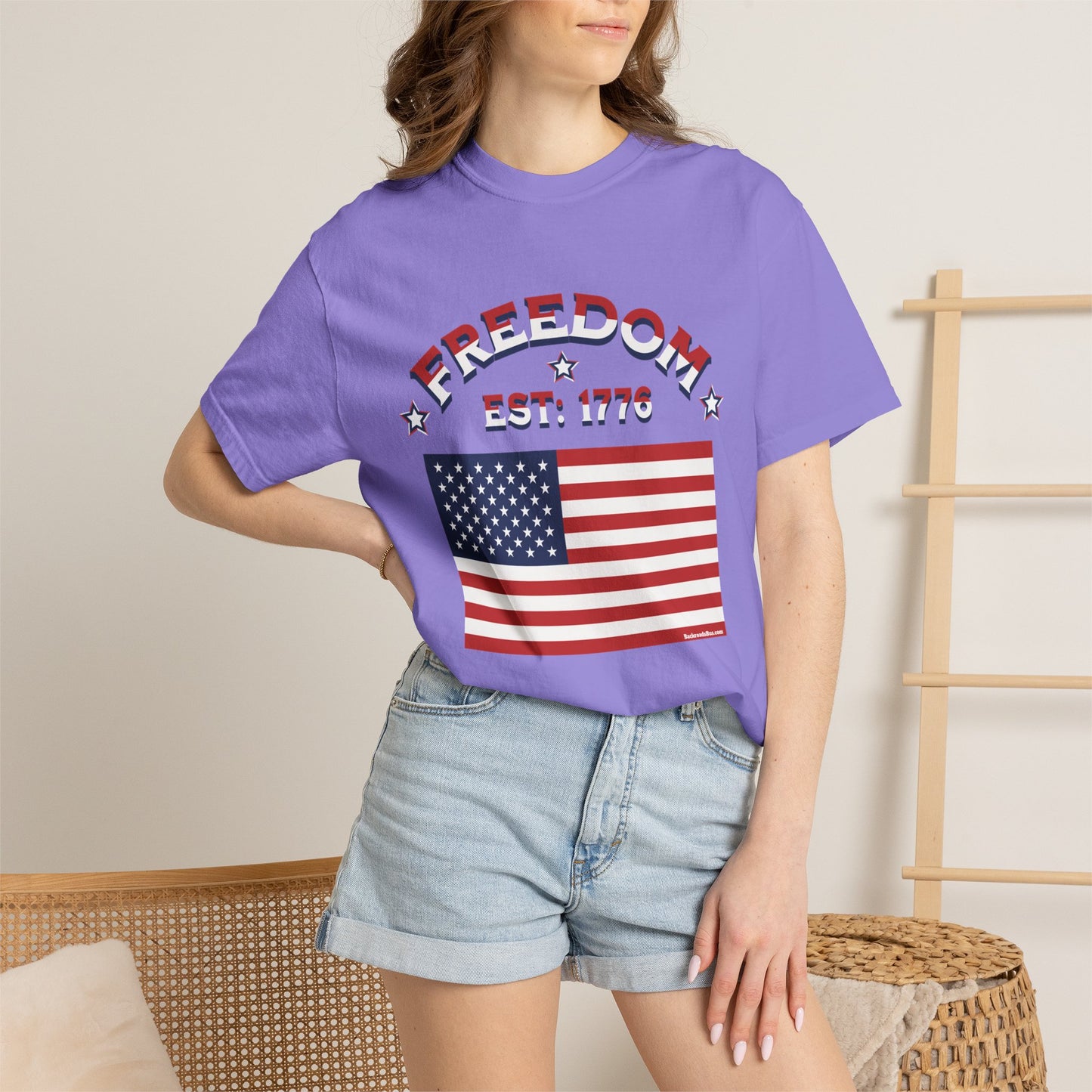Freedom Est. 1776 T-Shirt — American Flag & Declaration of Independence Back Print