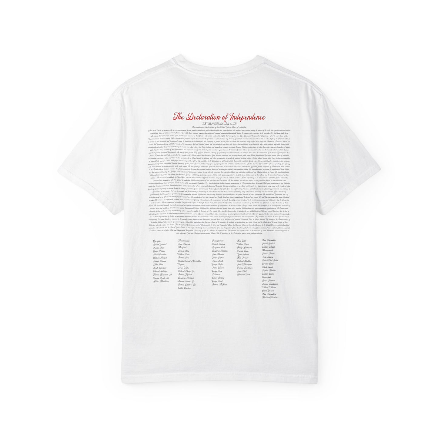 Freedom Est. 1776 T-Shirt — American Flag & Declaration of Independence Back Print