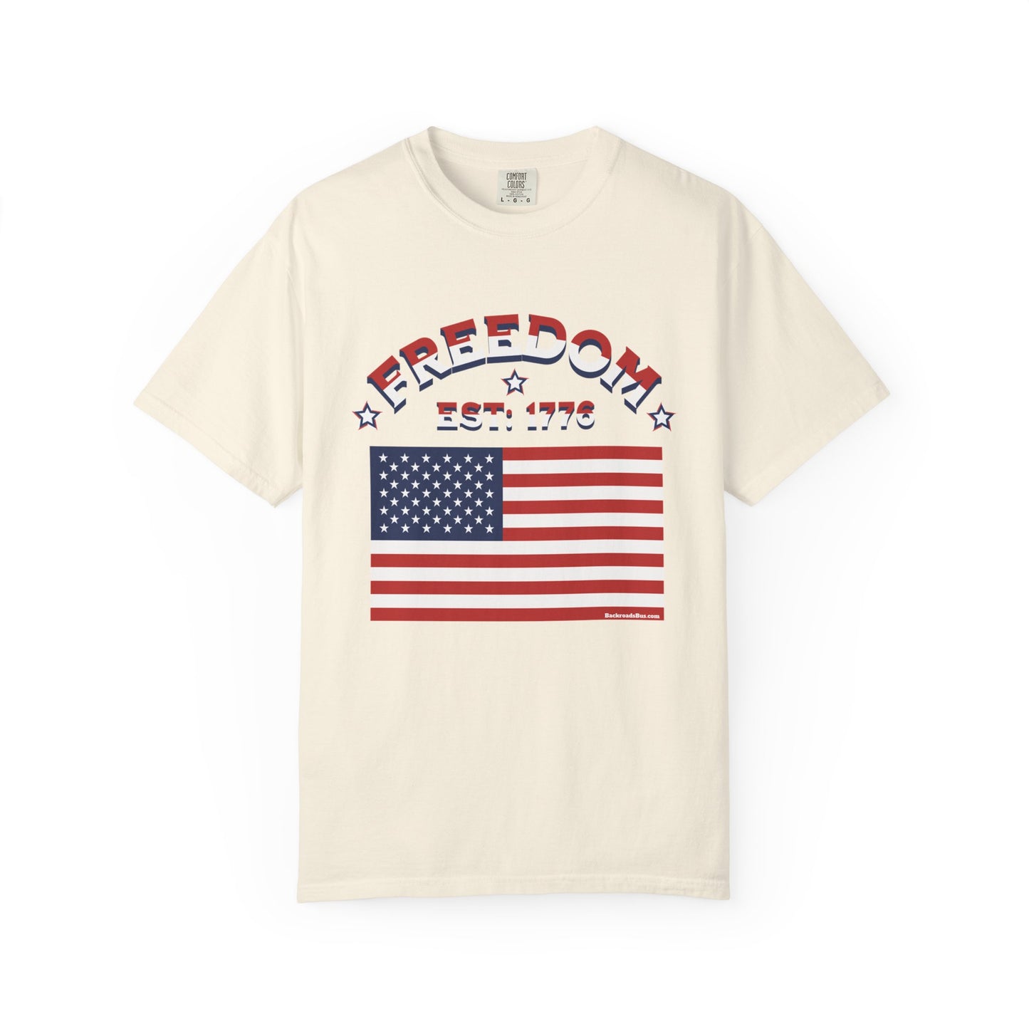 Freedom Est. 1776 T-Shirt — American Flag & Declaration of Independence Back Print