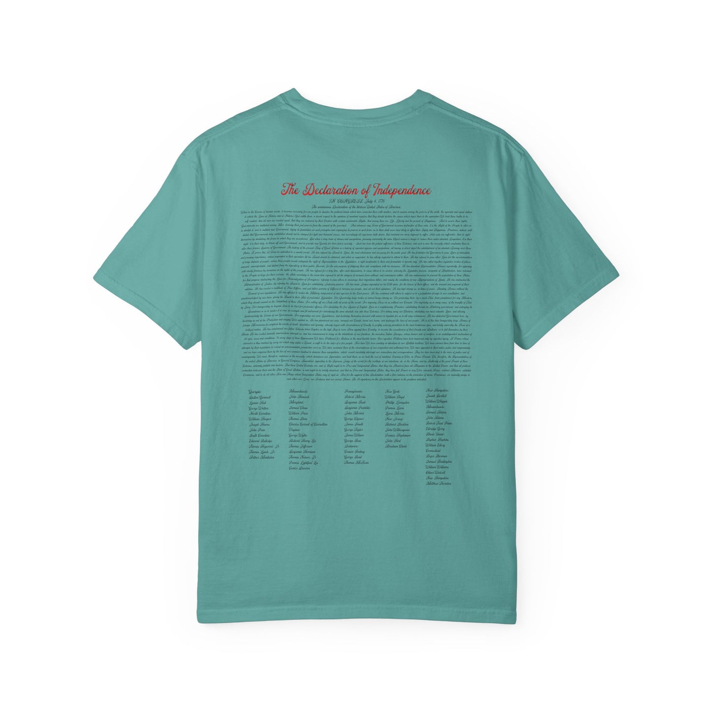 Freedom Est. 1776 T-Shirt — American Flag & Declaration of Independence Back Print