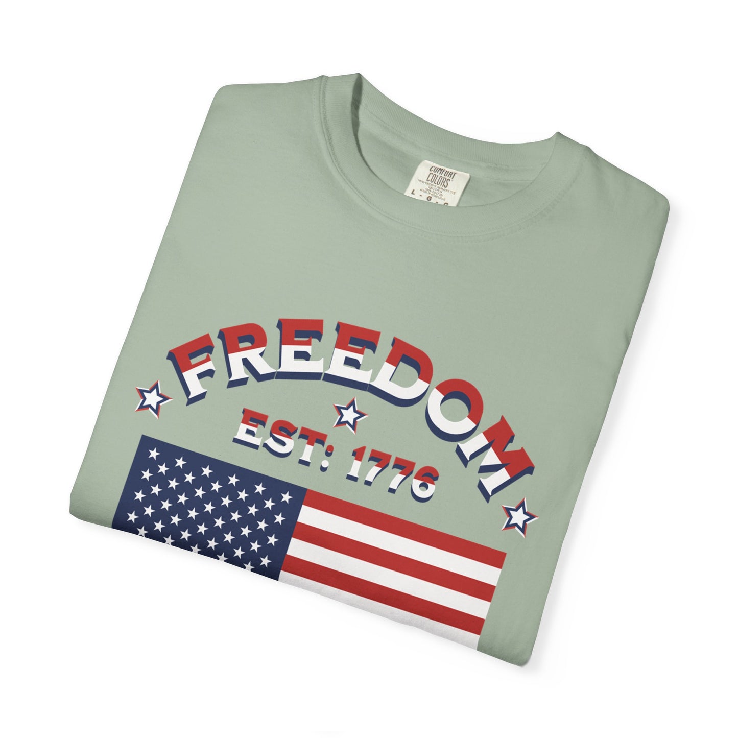 Freedom Est. 1776 T-Shirt — American Flag & Declaration of Independence Back Print