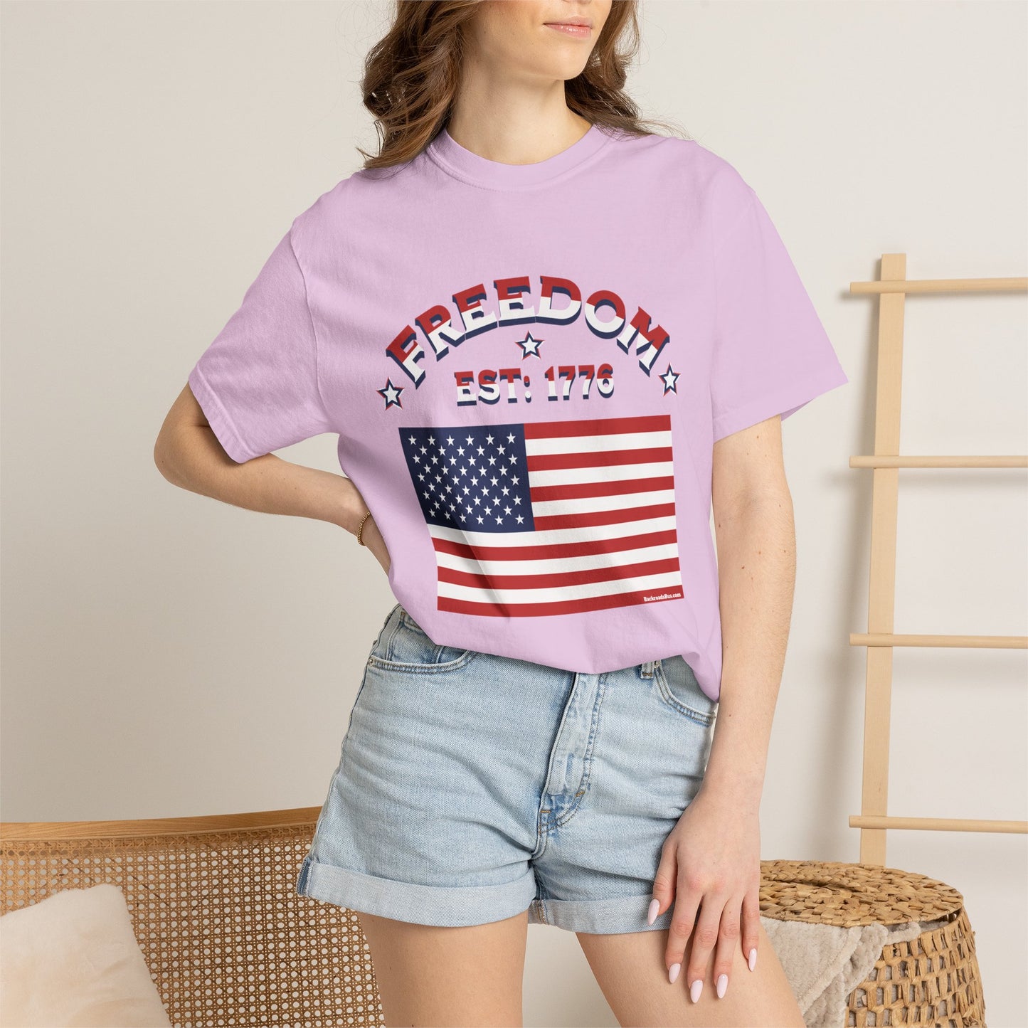 Freedom Est. 1776 T-Shirt — American Flag & Declaration of Independence Back Print