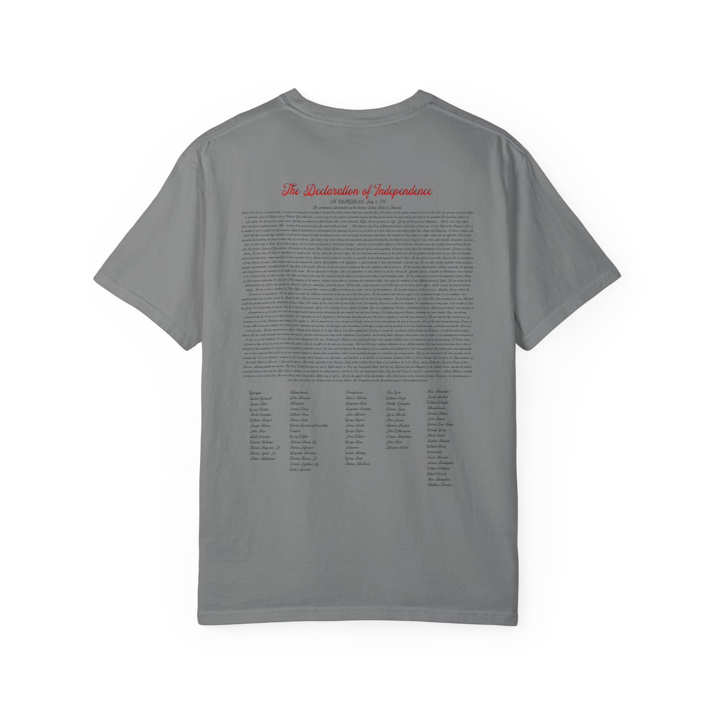 Freedom Est. 1776 T-Shirt — American Flag & Declaration of Independence Back Print